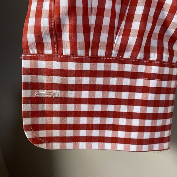 Peter Millar Dress Shirt Red Gingham Plaid Button Men Large Weekender Finish - Picture 5 of 13